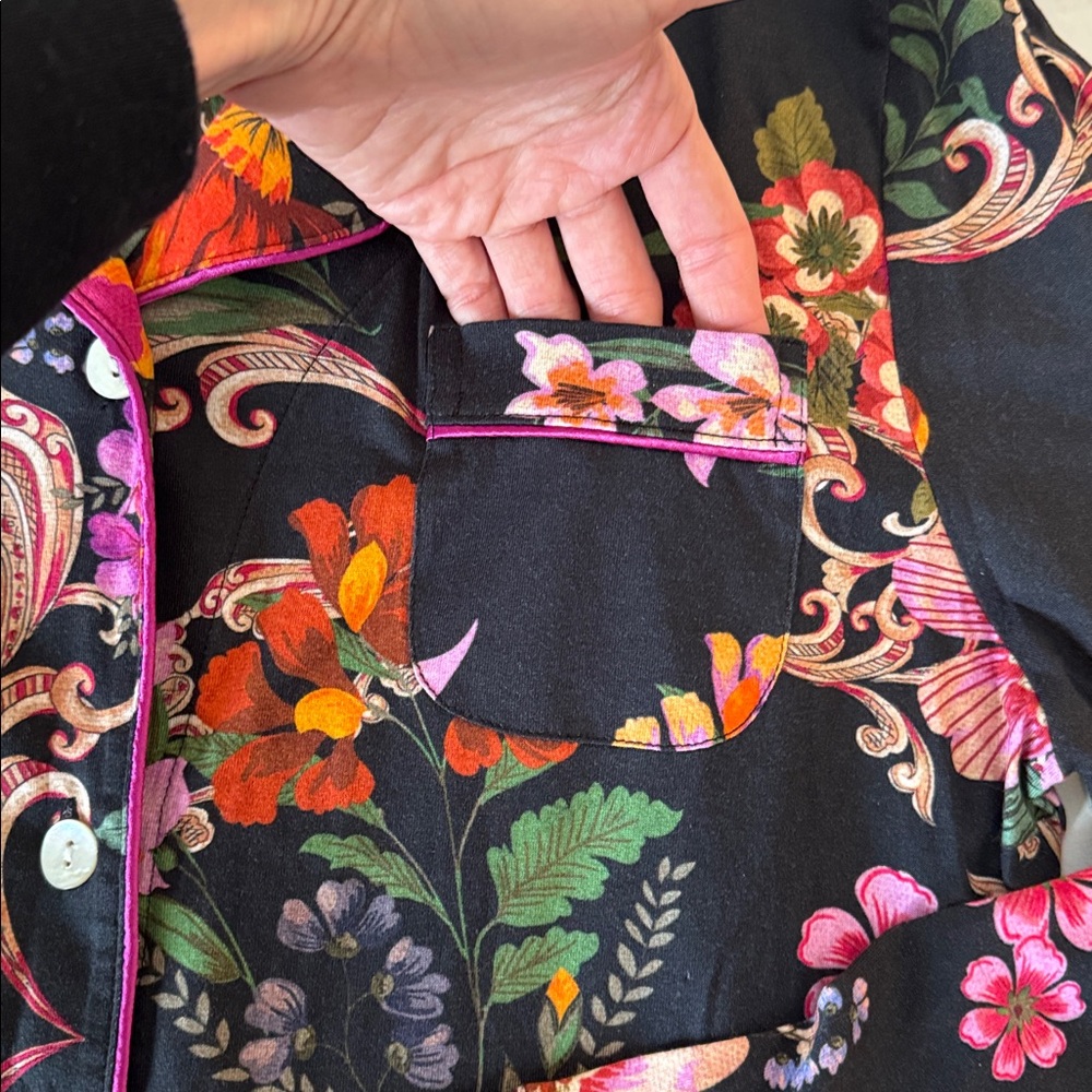 NWT Johnny Was Black Floral pajama set - Picture 7 of 9